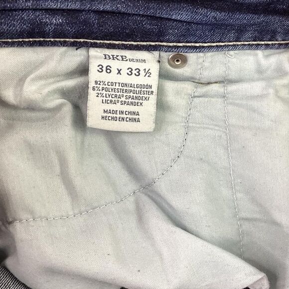 BKE Jeans Womens 36 X 33.5 Blue Curvy Fit High Rise Flare Stretch Crease Whisker - Picture 8 of 9